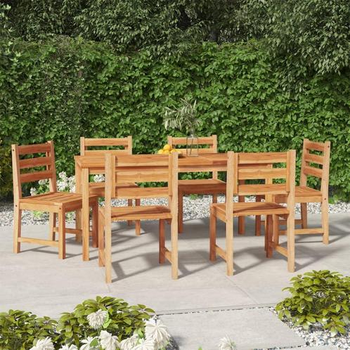 vidaXL 7-delige Tuinset massief teakhout, Tuin en Terras, Tuinsets en Loungesets, Tuinset, Nieuw, 6 zitplaatsen, Teakhout, Verzenden