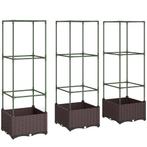 Hoogbed Met Klimrek 3-delige Set Plantenbak Bloembak Met Afv, Verzenden, Nieuw