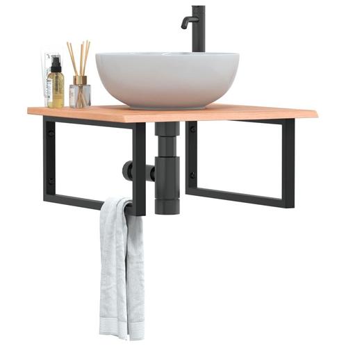 vidaXL Badkamer wandschap staal en massief eikenhout, Huis en Inrichting, Tafels | Kaptafels, Nieuw, Verzenden