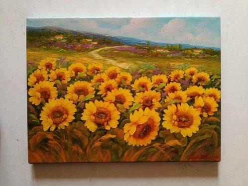 Gabriele Fabris (1958) - Girasoli, paesaggio della Toscana, Antiek en Kunst, Kunst | Schilderijen | Klassiek