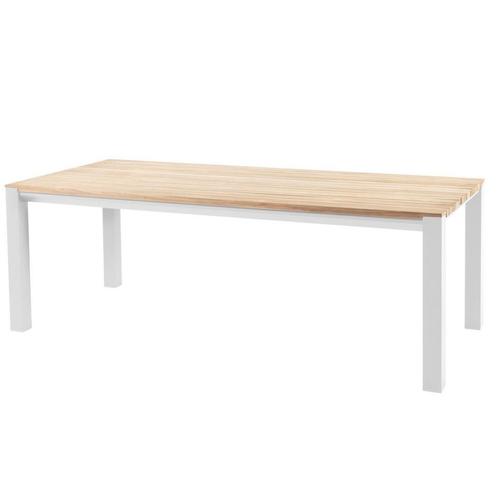 Ridge dining tuintafel teak wit aluminium 220x95xH75 cm, Tuin en Terras, Tuintafels, Nieuw, Ophalen of Verzenden