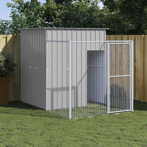 vidaXL Hondenhok met ren 165x251x181 cm gegalvaniseerd staal, Dieren en Toebehoren, Hondenhokken, Nieuw, Verzenden
