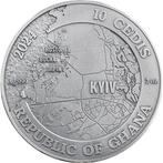 Ghana. 10 Cedis 2024 Battle of Kyiv, 2 Oz, Antique finish