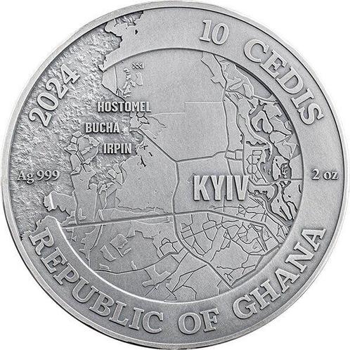 Ghana. 10 Cedis 2024 Battle of Kyiv, 2 Oz, Antique finish, Postzegels en Munten, Munten | Europa | Niet-Euromunten