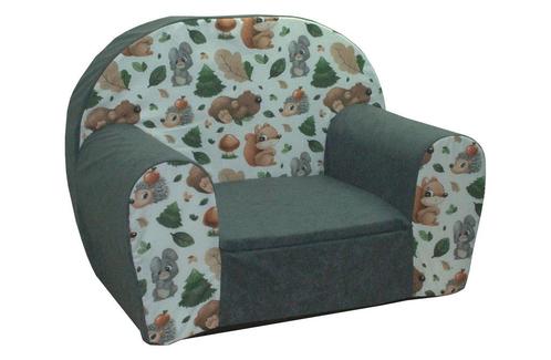 Kinderfauteuil - 60x40x45 cm - bos dieren - grijs, Kinderen en Baby's, Kinderkamer | Tafels en Stoelen, Nieuw, Ophalen of Verzenden
