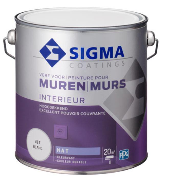 Sigma Muurverf Mat - Wit - 1 liter (Muurverf - Latex), Doe-het-zelf en Verbouw, Verf, Beits en Lak, Verf, Wit, Nieuw, Minder dan 5 liter