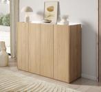 Meubella - Schoenenkast Eiken wit 126cm Opbergkast 4 deuren, Huis en Inrichting, Kasten | Vitrinekasten, 100 tot 150 cm, Verzenden