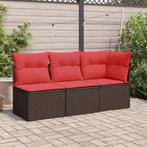 vidaXL Tuinstoel zonder armleuningen met kussens poly rattan, Verzenden, Nieuw, Rotan