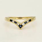 Ring - 18 karaat Geel goud Saffier - Diamant, Nieuw