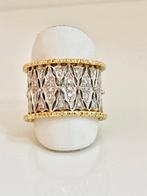 Statement ring - 18 karaat Witgoud, Geel goud - 0.60ct. tw., Sieraden, Tassen en Uiterlijk, Antieke sieraden