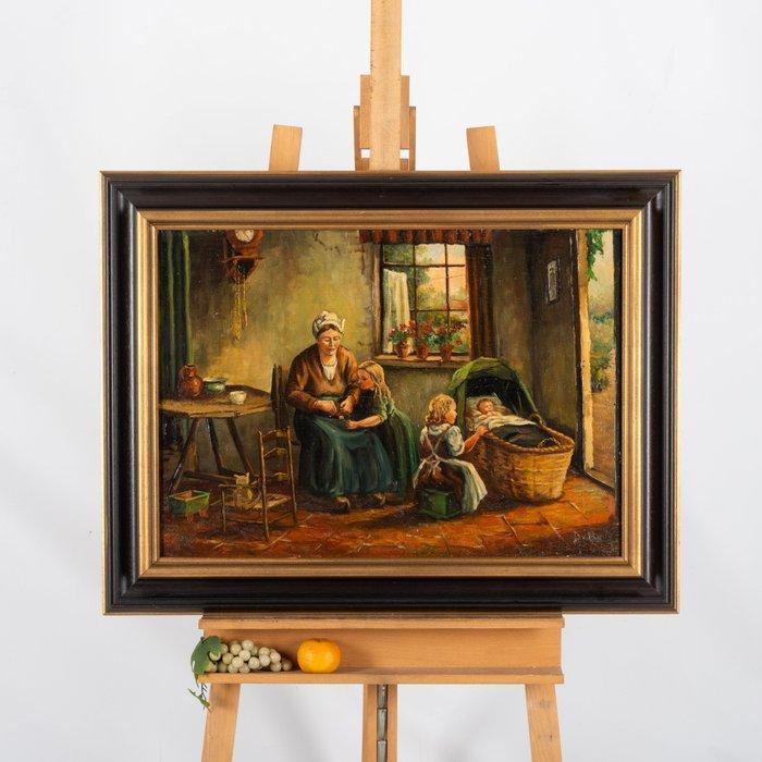 A. Brouwer (XX) - Interieurgezicht, Antiek en Kunst, Kunst | Schilderijen | Klassiek