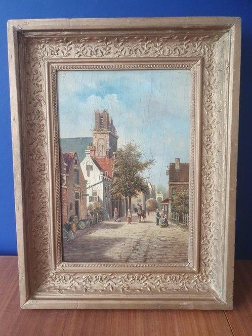 Nederlandse school (XIX) - Dorpsstraat, Antiek en Kunst, Kunst | Schilderijen | Klassiek