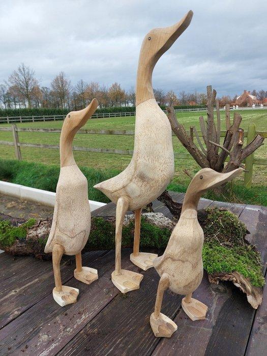 Beeld, set of 3 handmade wooden ducks - 60 cm - Hout, Antiek en Kunst, Curiosa en Brocante