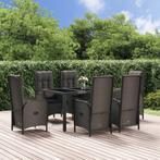 vidaXL 7-delige Tuinset met kussens poly rattan zwart en, Tuin en Terras, Verzenden, Nieuw, Rotan, Tuinset