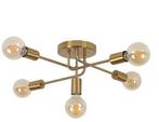 Retro plafondlamp goud – 5-lichts E27 kroonluchter, Verzenden, Nieuw