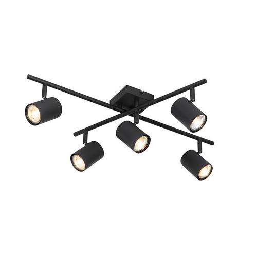 Moderne plafondlamp zwart 5-lichts verstelbaar vierkant -, Huis en Inrichting, Lampen | Spots, Nieuw, Overige materialen