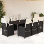 vidaXL 9-delige Tuinset poly rattan zwart, Nieuw, 8 zitplaatsen, Tuinset, Verzenden