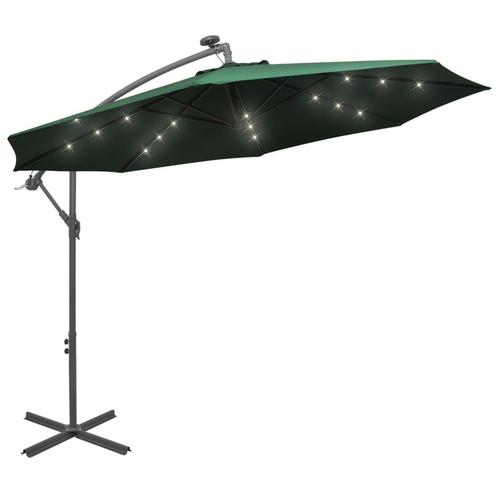 Zweefparasol met LED-verlichting en metalen paal 300 cm g..., Tuin en Terras, Parasols, Nieuw, Verzenden