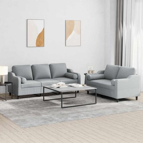 vidaXL 2-delige Loungeset met kussens stof lichtgrijs, Huis en Inrichting, Banken | Bankstellen, Nieuw, 150 tot 200 cm, Stof, Vierpersoons of meer