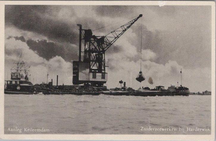 ZUIDERZEEWERKEN - Aanleg Keileemdam Zuiderzeewerken bij H..., Verzamelen, Ansichtkaarten | Nederland, Verzenden