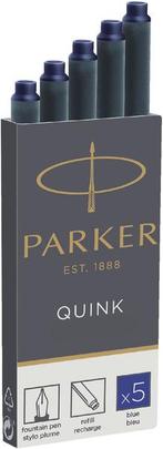 5 Inktpatronen Parker Quink blauw permanent, Diversen, Schrijfwaren, Nieuw, Verzenden