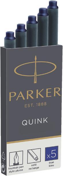5 Inktpatronen Parker Quink blauw permanent