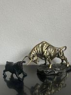 Beeld, 2 X Stier - 21 cm - Gietijzer, Antiek en Kunst