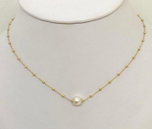 Halsketting Akoya ronde parel - Geel goud 18K, Sieraden, Tassen en Uiterlijk, Kettingen
