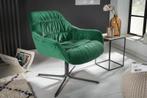 Draaifauteuil BIG DUTCH smaragdgroen fluweel met, Huis en Inrichting, Fauteuils, Ophalen of Verzenden, Nieuw