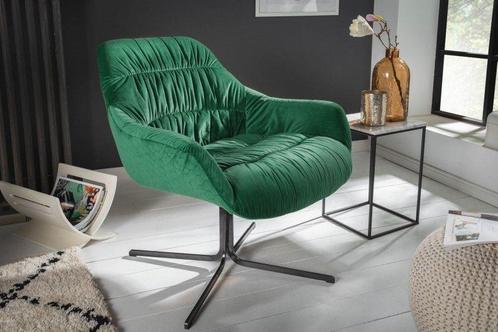 Draaifauteuil BIG DUTCH smaragdgroen fluweel met, Huis en Inrichting, Fauteuils, Ophalen of Verzenden
