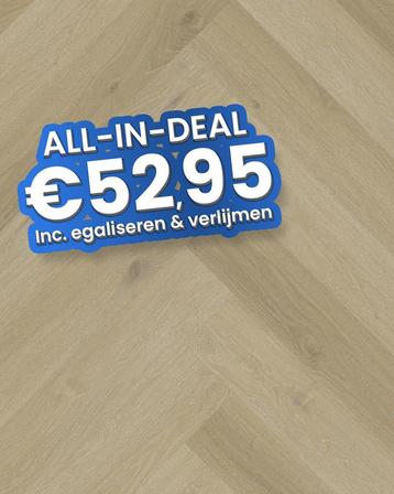 -21% | Actie vloer Plak PVC Visgraat Warm grijs - OP = OP! | beschikbaar voor biedingen