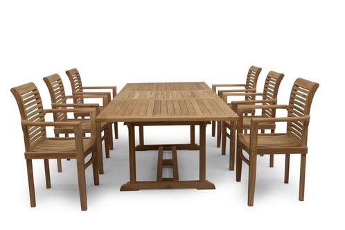 Teakhouten Tuinset | Zes Stacker Stapelbare Tuinstoelen +, Tuin en Terras, Tuinsets en Loungesets, Nieuw, Verzenden