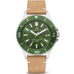 River Woods Herenhorloge 10ATM - Lederen Horlogeband Groen, Sieraden, Tassen en Uiterlijk, Horloges | Heren, Nieuw, Verzenden