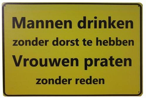 Mannen drinken vrouwen praten reclamebord, Verzamelen, Merken en Reclamevoorwerpen, Nieuw, Verzenden