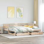 vidaXL Slaapbank met onderschuifbed en lades zonder matras, Huis en Inrichting, 90 cm, Eenpersoons, Bruin, Verzenden