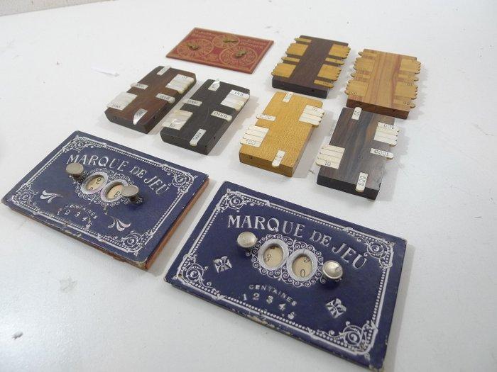 9x Marqueurs de jeu-compteur de points: billard / rubicon /, Antiek en Kunst, Antiek | Overige Antiek