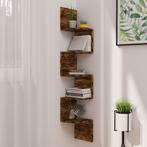 vidaXL Hoekwandschap 19x19x123 cm bewerkt hout gerookt, Huis en Inrichting, Woonaccessoires | Wandplanken en Boekenplanken, Verzenden