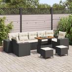 vidaXL 10-delige tuin bankset met kussens, zwart poly rattan, Verzenden, Nieuw, Rotan