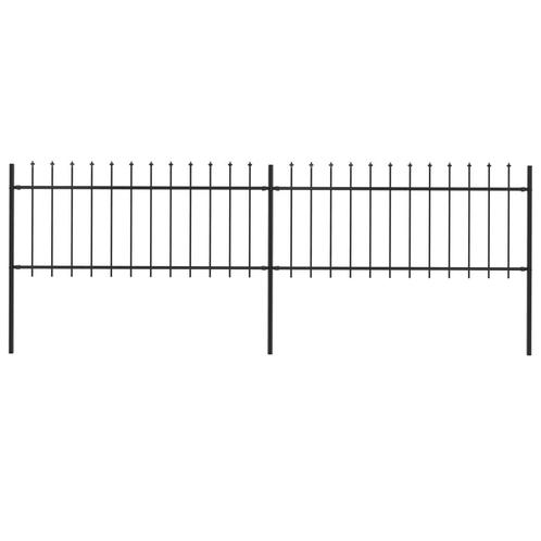 vidaXL Tuinhek met speren bovenkant 3,4x0,8 m staal zwart, Tuin en Terras, Schuttingen, Nieuw, IJzer, Minder dan 1 meter, Verzenden