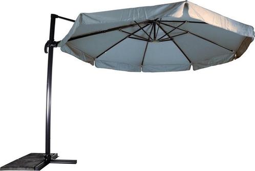 Zweefparasol Virgo Grijs Ø350cm inclusief zware parasolvoet, Tuin en Terras, Parasols, Ophalen of Verzenden