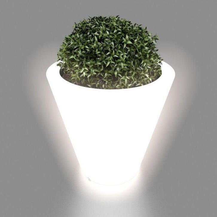 50cm Witte Bloempot met LED | OP = OP | Vocht- & UV-beste..., Tuin en Terras, Bloempotten, Nieuw, Kunststof, Ophalen of Verzenden