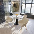 Eetkamerstoel Marilyn, koordlook, gestoffeerd - creme/goud,, Verzenden, Nieuw