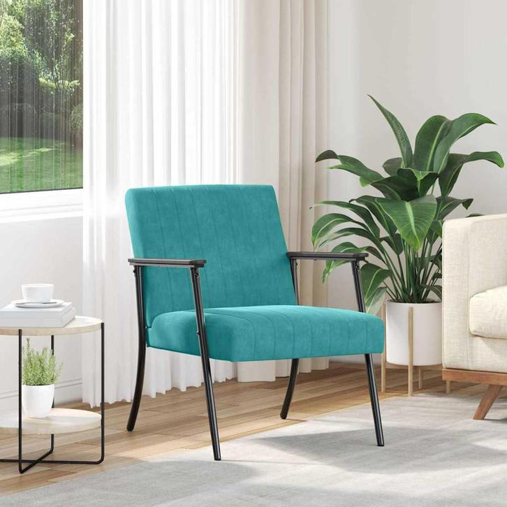 vidaXL Fauteuil Turquoise 59 x 75 x 78 cm Fluweel, Huis en Inrichting, Fauteuils, Nieuw, Verzenden