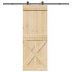 vidaXL Schuifdeur met beslag 85x210 cm massief grenenhout, Doe-het-zelf en Verbouw, Deuren en Horren, Verzenden, Nieuw