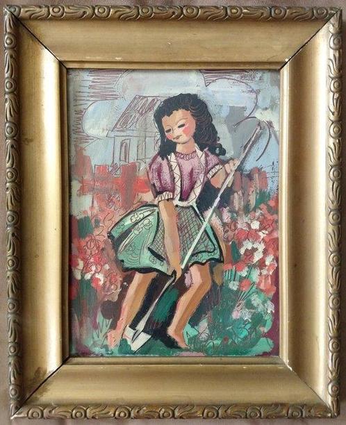 Charles Eyck (1897-1983) - Meisje werkend in een tuin, Antiek en Kunst, Kunst | Schilderijen | Klassiek