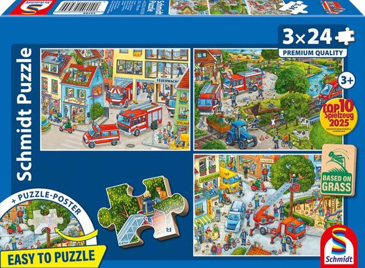 Brandweer Puzzel (3x24 stukjes) | Schmidt - Puzzels, Kinderen en Baby's, Speelgoed | Kinderpuzzels, Nieuw, Verzenden