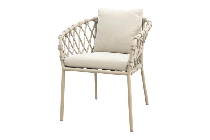 Sara dining tuinstoel - Rope/Latte - Zandkleur, Tuin en Terras, Tuinstoelen, Nieuw, Overige materialen, Verzenden