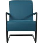 Leren fauteuil Lodge - Hermes Turquoise (blauw), Industrieel, Modern, Scandinavisch, Nieuw, Ophalen of Verzenden, 50 tot 75 cm