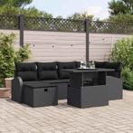 vidaXL 7-delige tuinsofa set met kussens van zwart poly riet, Verzenden, Nieuw, Rotan