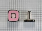 Knop vierkant 30 mm nikkel glans met rose emaille inleg, Verzenden, Nieuw